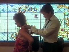 Dude drives his cabrio while sexy light haired slut shamelessly gives him blowjob. In the second scene one busty brunette MILF gets her melons rubbed and squeezed.