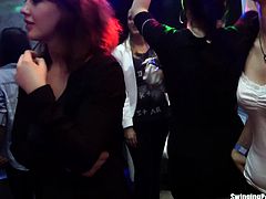Bi club bitches having public sex orgy