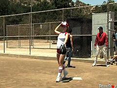 Incredibly pervert brutal dawgs like watching those hot chicks playing baseball. When they look at these wenches their penises become incredibly horny....and they wanna fuck a lot...Look at this thirsting dudes in Pornstar sex video!