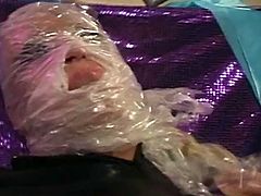 Sexy blonde slave wearing latex gets humiliated and then fucked hard by big cock.