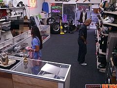 Latina with great ass fucks at pawnshop