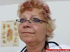 Naughty Head Nurses brings you a hell of a free porn video where you can see how a vicious blonde granny nurse gets unshaved pink pussy dildoed by her doctor.