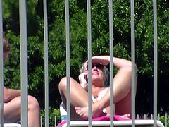 2 of 3 Candid Bikini Butt Tits Pussy Slip Tanning Pool Side