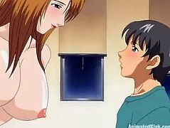 Get a load of this anime hottie's huge breasts in this hardcore scene where she's fucked by a guy's thick cock.