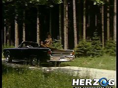 The driver just came out from the bushes with this miss, surely the nature called them both. After that he started the car and kept on driving, while the slutty miss continued her action with a guy, on the car. They don't made porn like this anymore, crazy and filthy, how we like it! Enjoy some more!