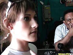 Brunette senorita takes money shot on her pretty face