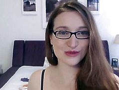 Horny Babe Wearing Glasses Plays her Pussy