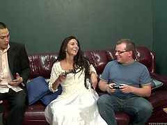 This long haired brunette chick gets her armpits and muff licked by two kinky guys. They are ready to lick her body all night long. Just go for exciting threesome sex video right now.