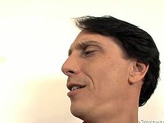 A crowd of fuck dying dudes hired one dumpy sandy haired whore to suck their long a bit smelly cocks. That bitch turned to be pretty insatiable. Enjoy this hot gangbang mouth invasion in Fame Digital porn video!