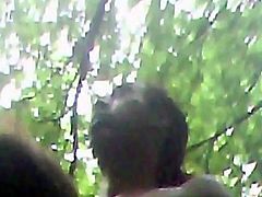 exhib wank and sucking a black guy in the forest