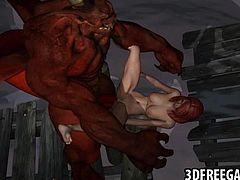 Hot 3D babe fucked by a demon