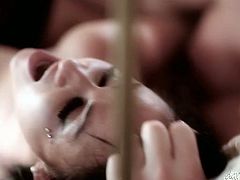 Stunning beauty Milf Mayhem gives her man a perfect blowjob. Then he thrusts his cock in her wet pussy and passionately fucks her from behind.