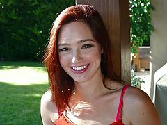 This red-haired temptress is the complete package. She's sexy and she has a playful personality. Her nicely shaped booty looks perfect from every angle. Cock crazed nympho sucks her lover's shaft like crazy.