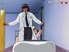 Hot anime bitch wearing a nurse uniform is having some problems with cops. The men ask her to take her clothes off and she unwillingly does it.