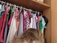 CHeck out sexy teen girl Morgan looking for some clothes at her wardrobe. This cutie reveals everything god gave her and wants to play with her tight snatch.