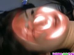 Weird cosplay of tight japanese Miriya and Tsubomi abducted by aliens and getting hypnotized. These two chicks became sex slaves and willingly to suck the hell out of alien's dicks