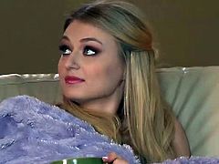 Dani Daniels is at home with Natalia Starr and it's a bit chilly. They both get under a blanket and start to snuggle. They also kiss until they are warm again and strip.