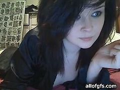 Bonny black haired wench dressed in some sexy black stockings and was going to play with her hot blooded pussy in front camera. Look at that torrid webcam bitch in All Of Gfs sex clip!