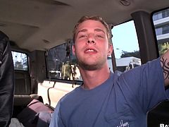 Get a load of this hot gay scene where these horny fellas fuck each other silly in the backseat of a car as you hear their moans.