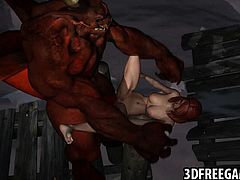 Foxy 3D redhead babe getting fucked hard by a demon