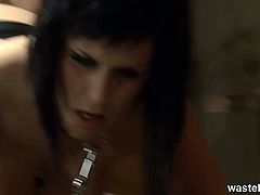 Watch this emo babe beg for her to force chain her like a slave and butt plugged nasty sex toy into her tight ass. Watch her fucked rough in the end of the video.