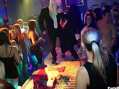 A lot of drunk sluts in sexy dresses go wild right in the disco club. They rub against each other and suck nipples. These girls are here to have fun, and they are not going to just dance about it. Watch these sluts getting fucked by studs with big dicks. Enjoy!