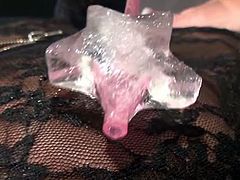 Nikki Sims teases her nipples with an ice cube