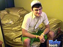 Boy Feast brings you a hell of a free porn video where you can see how a naughty teen boy lays on his bed and masturbates while assuming very interesting poses.