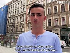 A gay guy picked up a cute straight guy from the street and convinced him to give him a blowjob for a lot of money. He was reluctant, but he did it anyway.