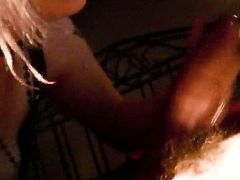 This spoiled whore wants her lover's tongue in her pussy so she spreads her legs wide to let her lover get a taste of her delicious pussy. Horny dude licks her twat like a seasoned pro.