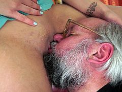 Take a look at this hot scene where the naughty teen Kitty Rich ends up with a messy facial after being eaten out and sucking this old man's cock.