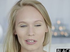 Make sure you don't miss sexy blonde teenie Dakota James ready for some hardcore interracial. She takes this huge black cock deep into her pussy for a nice creampie!