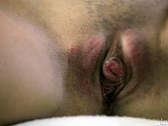 Lusty brunette sweetie with tiny titties rests in her bed and satisfies her thirsting cunt with fingers ardently. Look at that hot bitch in Fame Digital porn video!