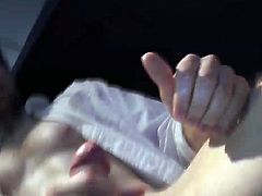 Shai Ezra sits on a chair and caresses his hairy crotch and balls. Next, he takes his six inch cock in his oiled hands and strokes it patiently, getting it harder.