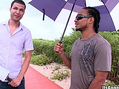 Take a look at this gay scene where this guy sucks on this guy's big black cock before his tight asshole gets drilled by it.