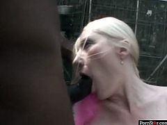Dumpy blond haired bitch sucks smelly penis of freaky aboriginal