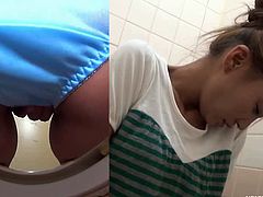 Flawless asian cutie goes to one of the public comfort room to get off. She is so horny for a long time and need to explode her pussy juice, unfortunately she didn't know someone watching throught their spy cams.