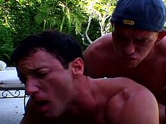 Hot fun to the extremes as these horny gay hunks sizzle in this  furious anal invasion outdoor as they fuck by the pool.