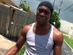 The incredibly sexy Spencer Reed enjoys getting his big juicy cock sucked by a black guy and ends up drilling his hot black ass.