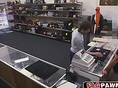 Guy sells his tight ass in a pawn shop for some cash
