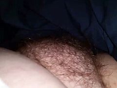 exposing & gently feeling the wifes tired hairy pussy