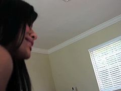 Maryjean is a Latin beauty with a bubble butt and huge melons. She jumps on a guy's fat cock and stops only once, when she switches positions and sucks on it.