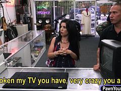 Huge boobs Cuban chick fucked in the pawnshop for money