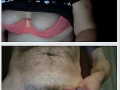 The girl show breasts for my dick on webcam