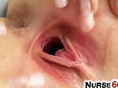 Exposed Nurses brings you a hell of a free porn video where you can see how the naughty blonde nurse Kristina Rud dildos her sweet cunt while assuming very interesting poses.