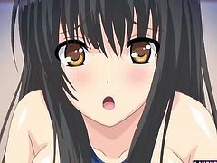Hentai cutie in swimsuit sucks and licked