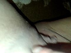 Masturbating my shaved pussy with piercing