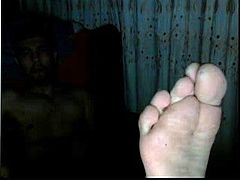 straight guys feet on webcam - various