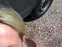 Blonde Street Blowjob for Car Repair