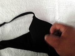 Cumming on Black VS Bra #2